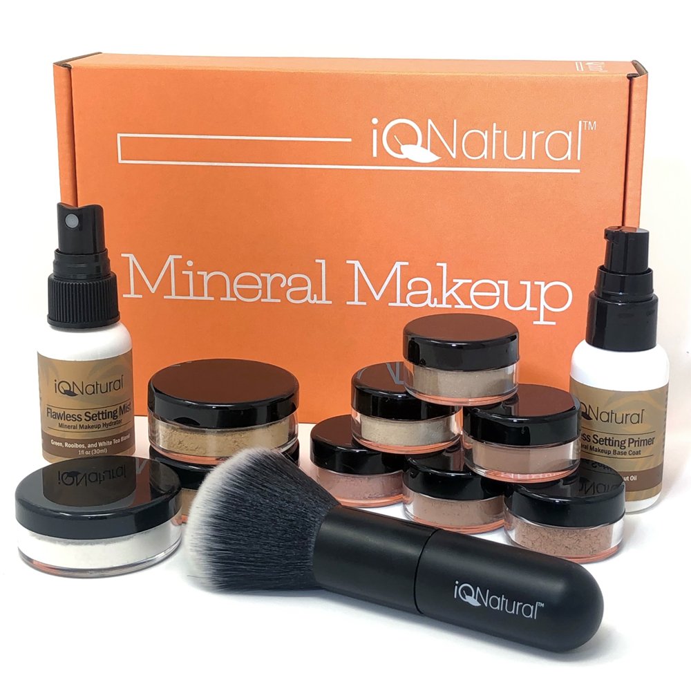 IQ Natural Mineral Makeup Set 12 Piece Starter Set with Brush [MEDIUM