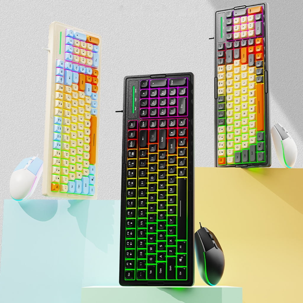 Color Backlit Computer Keyboard Mechanical Feel Responsive Lightweight and Splashproof Design for Work and Gaming
