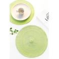 thumbnail image 4 of 15 Inch Round Braided Placemats Set of 4, Washable Heat Resistant Cotton Polyester Circle Place Mats for Kitchen Dining Table - Spring Green, 4 of 5