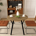 thumbnail image 2 of Holaki 31.5 Inch Round Dining Table,Small Circle Kitchen Table with Metal Black Legs for 2-4 people,Modern Dining Room Table,Brown (Only Table), 2 of 16