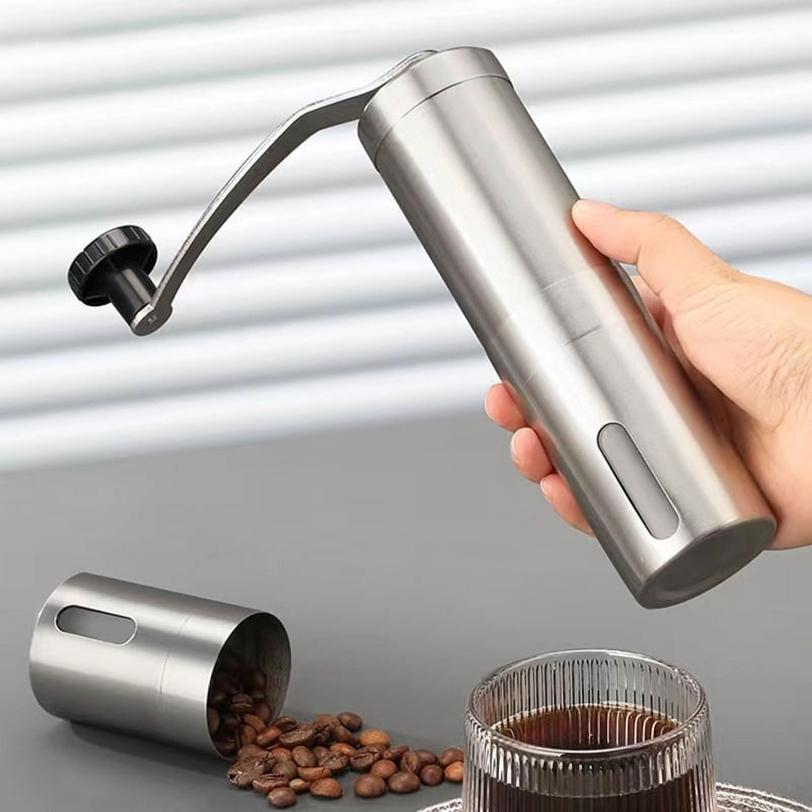 Stainless Home Portable Manual Coffee Grinder Hand Coffee Mill with Ceramic Burrs Adjustable Settings Portable Hand Crank Tools