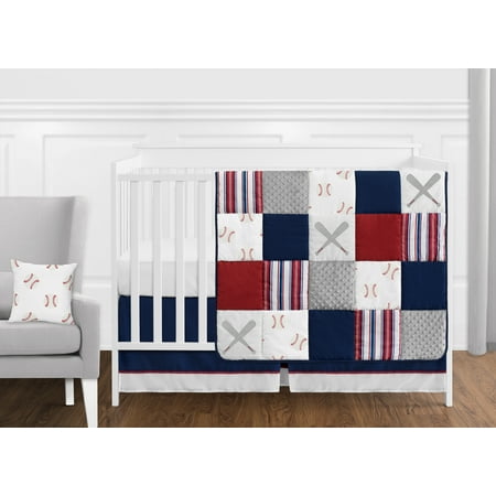 UPC: 0846480061939 | Red White and Blue Baseball 11pc Baby Boy Crib Bedding Set by Sweet Jojo Designs
