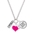 thumbnail image 1 of Delight Jewelry Silvertone Hope - Hot Pink Heart Nurse Strong Zoe Necklace, 1 of 4