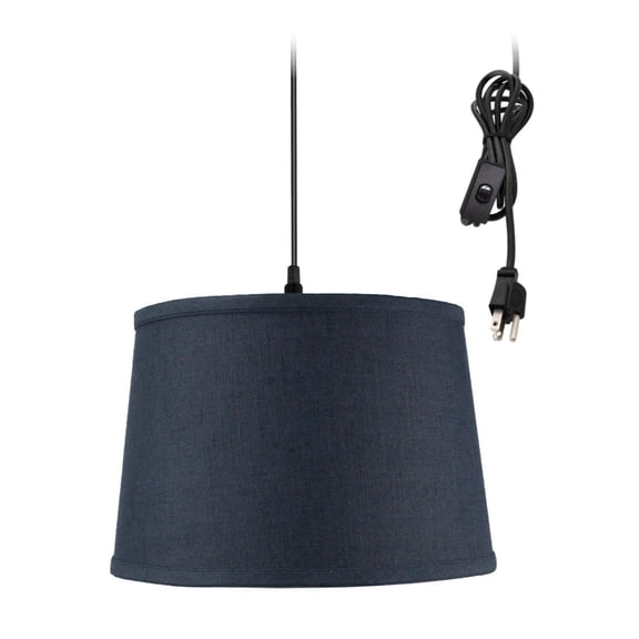 Shallow Drum 1 Light Swag Plug-In Pendant Hanging Lamp 10x12x8 Textured Slate