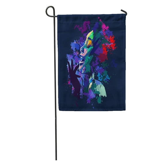 LADDKE Watercolor Music Afro American Jazz Singer on Girl Painting Woman Garden Flag Decorative Flag House Banner 12x18 inch