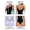thumbnail image 2 of ANFERRY One Piece Athletic Swimsuit Women Slimming Color Block Bathing Suit Zipper Front U Back Training Swimwear for Women, 2 of 7