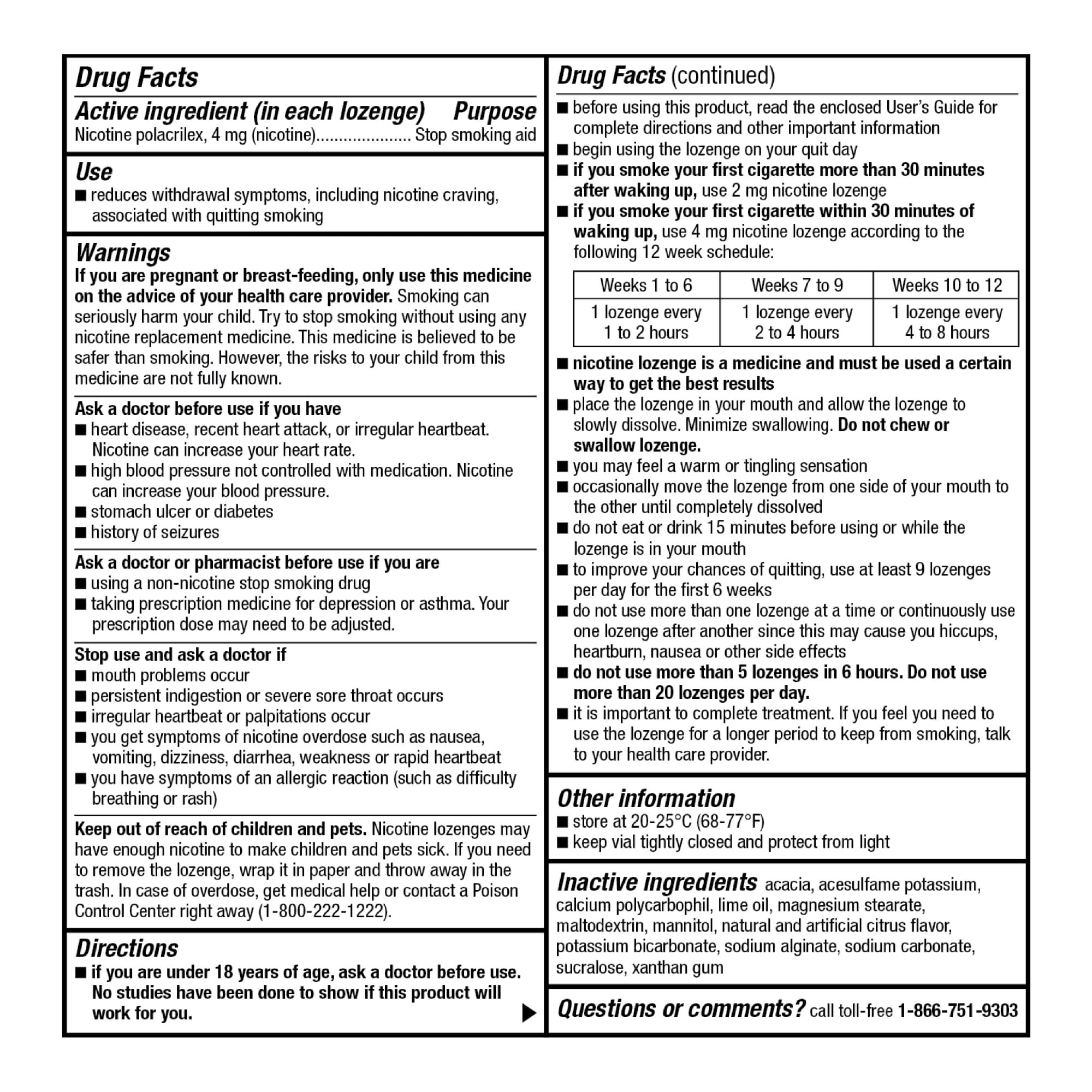 Equate Mini Nicotine Polacrilex Lozenge, Stop Smoking Aid, 4 mg, Citrus Lime, 27 Count