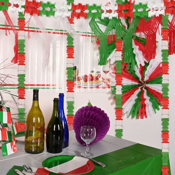 Beistle Club Pack of 12 Packaged Red, White and Green Festive Pageant Garland Decorations 14.5'