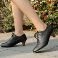 thumbnail image 3 of Womens Vintage Kitten Mid Heels Dress Shoes Spring Leather Pointed Toe Lace up Dressy Pumps Oxfords Booties, 3 of 6