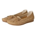 thumbnail image 5 of Rokment Womens Bow Slip on Penny Loafers Walking Boat Shoes Vintage Comfortable Bowknot Suede Wedge Low Heels Casual Dress Flat for Ladies Spring Fall Khaki Size 8, 5 of 7