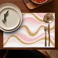 thumbnail image 5 of Pink Marble Gold Wave Pattern Summer Placemats Table Placemats Set Of 4-Linen Kitchen Washable Placemats Table Mats 11.8"x17.7" Non-Slip Heat Resistant, 5 of 6