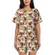 thumbnail image 1 of Fotbe Christmas Hat bear Conjunto de Pijama Estampado para Mujer, 2 Piezas, Ropa de Dormir con Camiseta de Manga Corta y Shorts Suaves-Small, 1 of 6