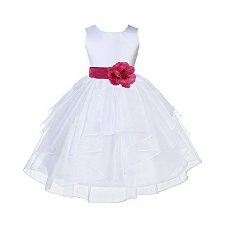 

Ekidsbridal White Satin Shimmering Organza Formal Flower Girl Dresses Communion Dress Baptism Dress Holiday Dresses Toddler Girl Dresses Junior Bridesmaid Dress Special Occasion Dresses 4613T
