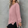 thumbnail image 3 of FAIWAD Sweatshirt for Women Long Sleeve Crew Neck Side Split Oversized Pullover Tops Trendy Casual Knit Clothes, 3 of 9
