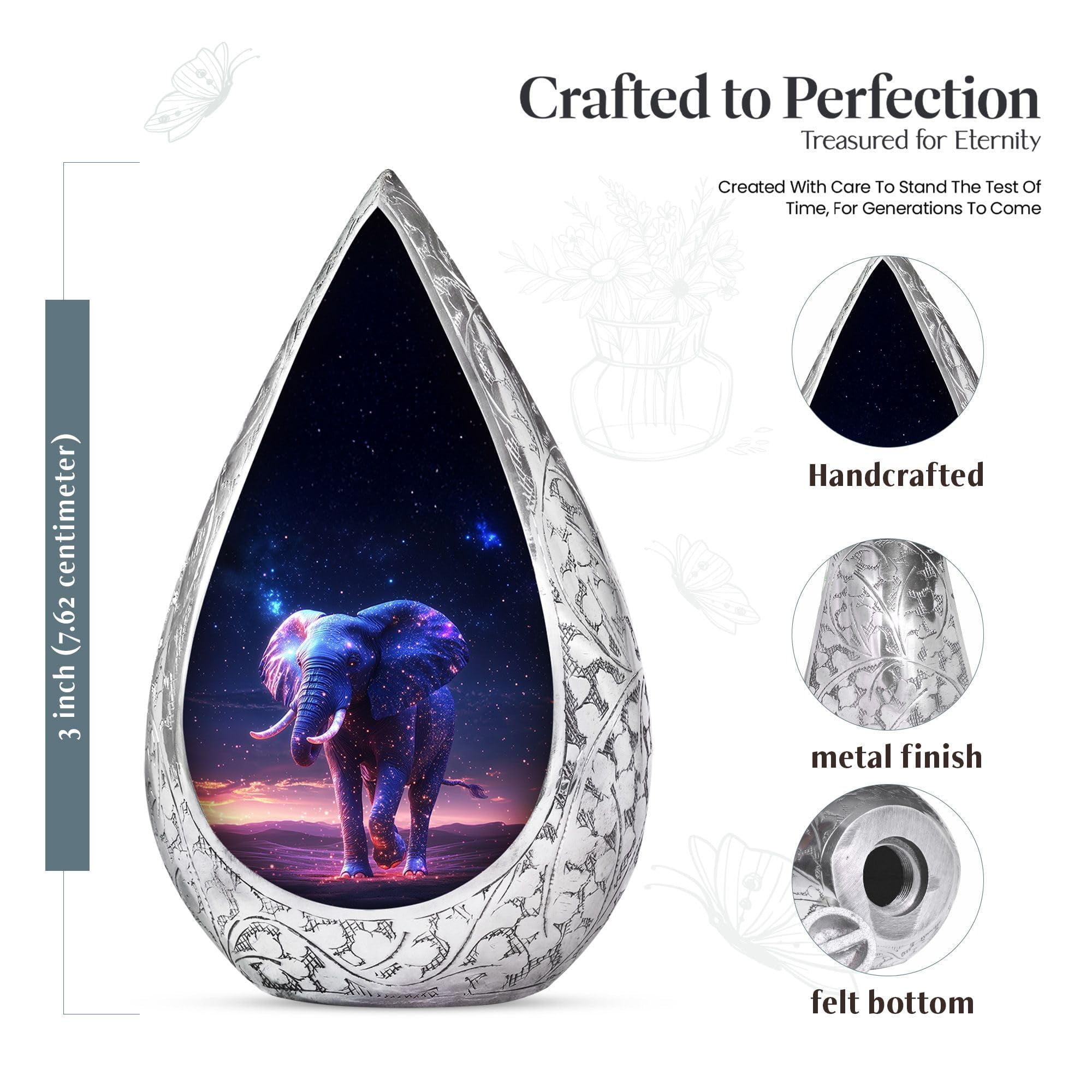 KARYLIZ Elephant Little Urns for Adult Humans - Blue Urn for Ashes for Women Small - Cremains Funeral Mini Keepsake for Adults - Cremation Keepsakes Funeral Urns for Adult Ashes Men & Women 3 Inch