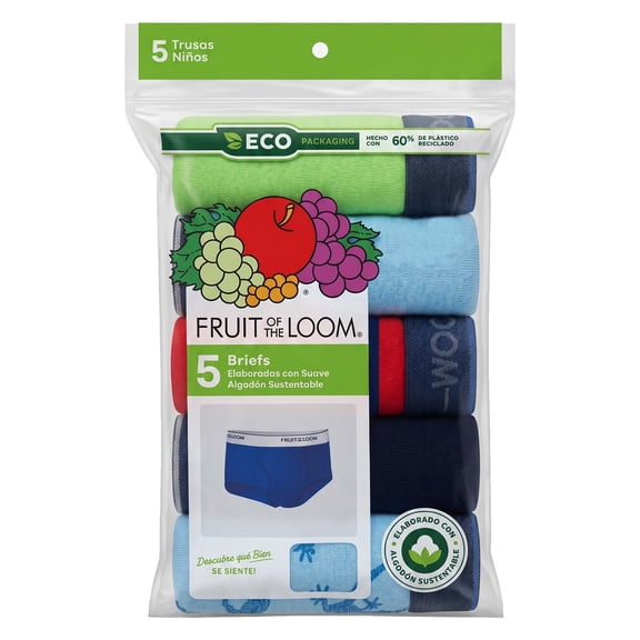 Trusa Fruit of the Loom Para niño, algodón sustentable, multicolor, 3 piezas, talla M