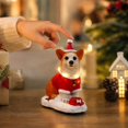 thumbnail image 6 of Christmas Corgi Dog Figurine,Cute Lighted Puppy Statue with Santa Outfit,Warm LED Lights,Excellent Christmas Tabletop Decor for Indoor Home Party, 6 of 7