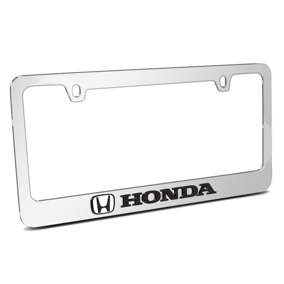 Honda Logo 3D Embossed Letters on Mirror Chrome Metal License Plate Frame