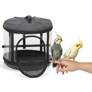 K&H Pet Products Mod Bird Carrier Travel Cage with Stand, 360 View Transparent Breathable Pet Bird Travel Carrier with Removable Bird Perch - Gray/Clear 17 x 17 x 15.5 Inches