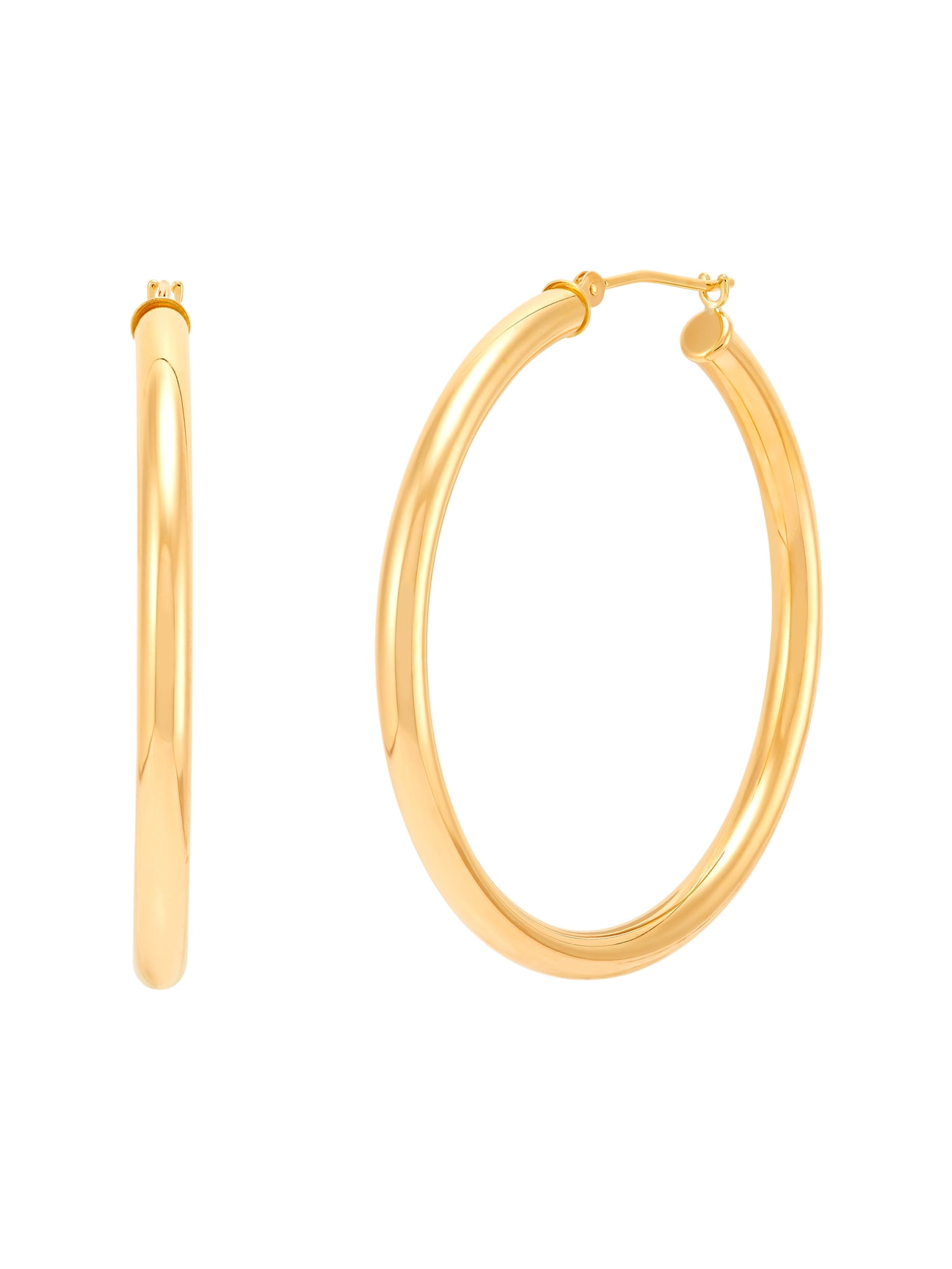 Brilliance Fine Jewelry 10K Yellow Gold 3MM x 40MM Hollow Round Hoop Earrings