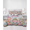 thumbnail image 2 of Twin Quilt Bedding Set, Spring Gnomes Reversible Summer Quilt 3 Pieces, Farmhhouse Floral Botanical Blue Plaid Lightweight Bedspreads Coverlets with 2 Pillow Shams for All Seasons, 2 of 5