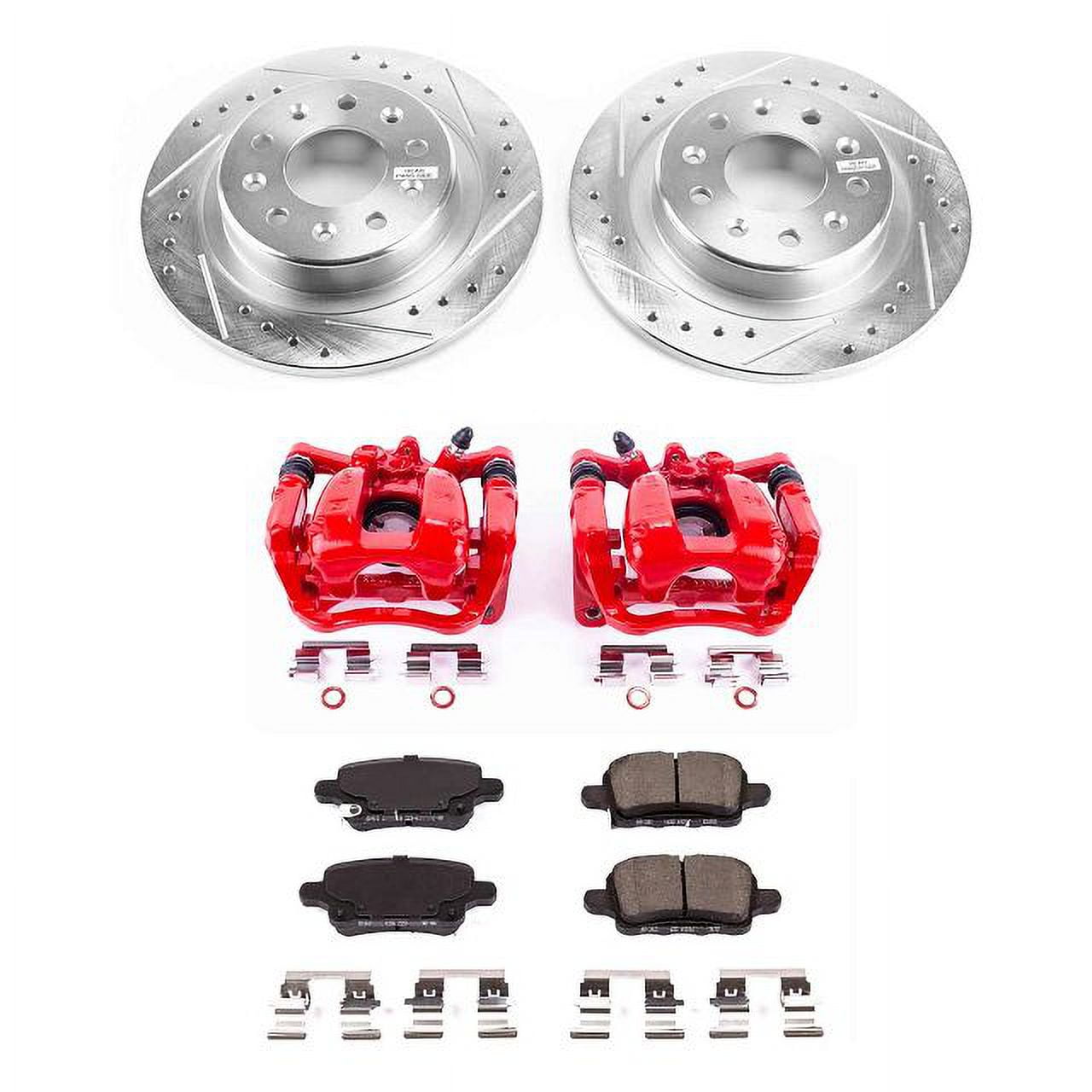 PowerStop Rear Z23 Evolution Sport Brake Pad and Rotor Kit with Red Powder Coated Calipers Fits: BUICK CHEVROLET GMC Select Models KC7721