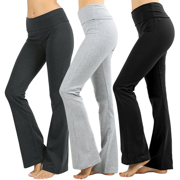 TheLovely - Womens & Plus Stretch Cotton Foldover Waist Bootcut Workout ...