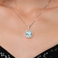 thumbnail image 3 of Gem Stone King 925 Sterling Silver Sky Blue Simulated Aquamarine and White Moissanite Pendant Necklace for Women (12.05 Cttw, Cushion 14MM, with 18 inch Silver Chain), 3 of 7