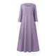 thumbnail image 4 of ICHUANYI Clearance Women's Fashion Long Sleeve Color Cotton Linen Round Neck Pocket Dress(Purple, XXL) ICHUANYI WER2023081203373, 4 of 5