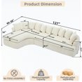 thumbnail image 4 of 127" L-Shape Corduroy Sectional Couch, 4-5 Seat Sofa with Pillows for Living Room, No Assembly Needed,Beige, 4 of 9