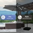 thumbnail image 3 of Autlaycil 10 ft Cantilever Patio Umbrella, 24 Solar Lights with Sandbags Base and 2 pcs Patio Lounge Chairs with Storage, Grey, 3 of 6