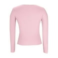 thumbnail image 6 of ZQGJB Fall Spring Long Sleeve Shirts for Women Ribbed Scoop Neck Tops 2025 Fall Basic Solid Color Athletic Workout Tees Fitted Thermal Undershirts Clothes Pink XXL, 6 of 8