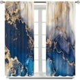 thumbnail image 4 of Blue and Gold Marble Window Curtains Gold Texture Print Blackout Marble Grommet Curtain Modern Luxury Gold Crack Darkening Drape for Living Room Bedroom 2 Panels-52"W x 63"L (Pack of 2), 4 of 7