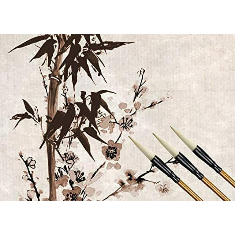 Bukpom Chinese Calligraphy Brush Set Writing Sumi Hubi Maobi Drawing  Watercolor Ink Art Kanji Painting Wooden