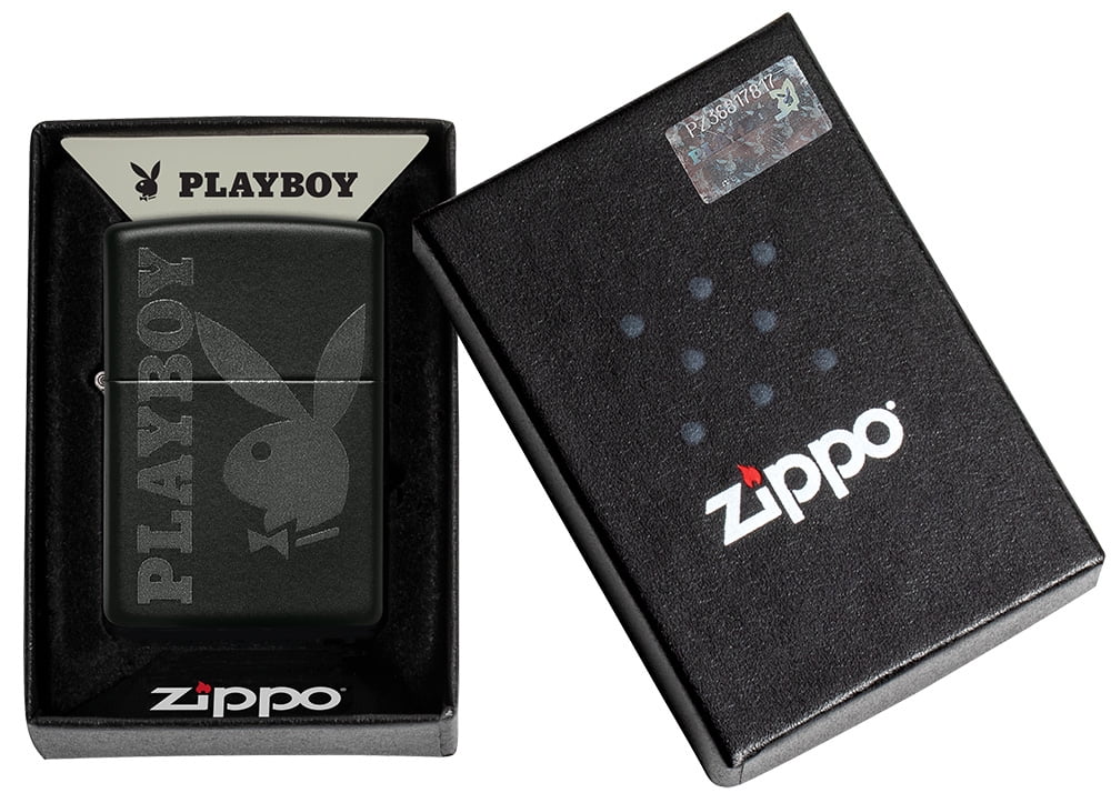 Zippo Playboy Black on Black Matte Pocket Lighter