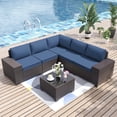 thumbnail image 5 of ALAULM 6-Piece Outdoor Patio Conversation Set, Sectional PE Rattan Wicker Furniture, Navy Blue, 5 of 8