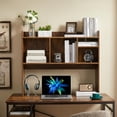 thumbnail image 5 of Desktop Bookshelf, Wooden Desk Storage Hutch with 6 Shelves for Computer Desk, 3-Tier Desktop Display Organizer Rack for Office Home (Brown), 5 of 12