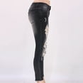 thumbnail image 6 of RYRJJ Women's Ripped Boyfriend Jeans Cute Distressed Raw Hem Denim Pants Stretch Skinny Jeans with Hole(Black,L), 6 of 9