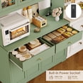 thumbnail image 2 of Homfa 71" Kitchen Pantry with LED Lights and Charging Station, Freestanding Kitchen Cupboard with Storage and Microwave Stand, Floor Cabinet for Dining Living Room, Green, 2 of 7
