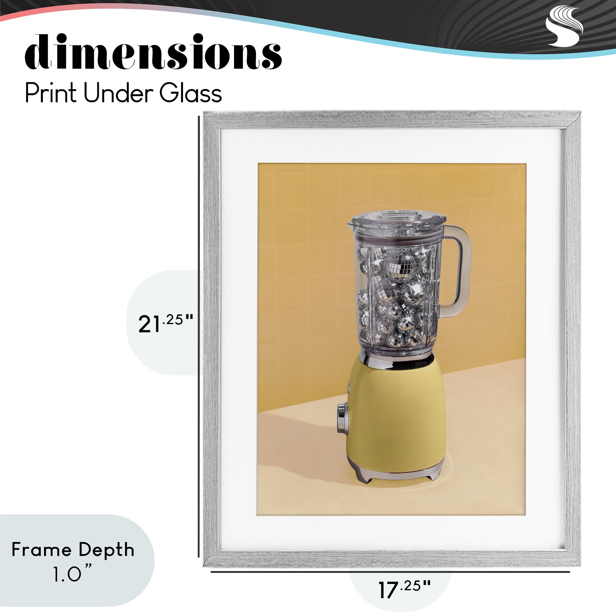 Stupell Industries Disco Drink Blender over Yellow Gray Framed Print Under Glass, design by LISH Creative