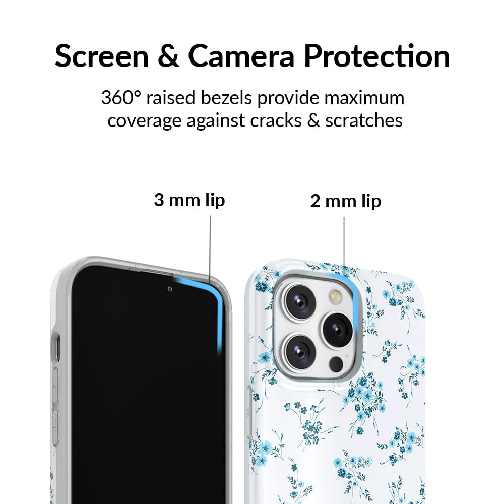 VELVET CAVIAR for iPhone 12 / iPhone 12 Pro Case Flowers - Compatible with MagSafe - Cute Protective Phone Cases for Women - French Blue Floral