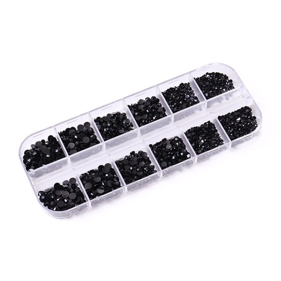 UDIYO 1 Box Nail Decoration Vivid Color 3D Visual Effect Sparkling Mix Sizes Wide Application Decorative Acrylic 12 Grids Dazzling Nail Decoration DIY Crafts for Nail Salon