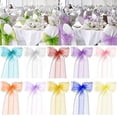 thumbnail image 5 of Zhuge Paquete de 25 fajas de organza para sillas de banquete, lazos para decoración de bodas, fiestas, blanco, rosa, morado, dorado y rojo (paquete de 25, blanco), 5 of 5