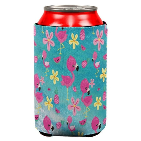 

Summer Tropical Beach Flamingos All Over Can Cooler