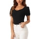 thumbnail image 4 of Cuerpo Inspire Chic Top para Mujer de Manga Corta con Escote Corazón Bodysuits XS Negro, 4 of 5