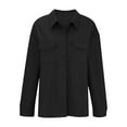 thumbnail image 3 of Fnooota Womens Button Down Shirts, Long Sleeve Solid Color Casual Fall Tops Black Size S, 3 of 5
