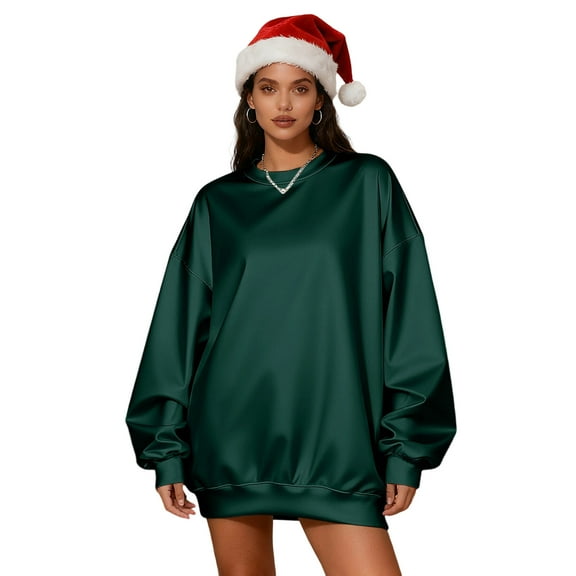 Turilly Crewneck Sweatshirts for Women Women's Solid Color Fashionable Casual Long Sleeved Pullover Hoodie Top