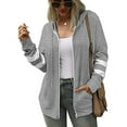 thumbnail image 6 of Baqcunre Women's Sweaters Women's New Seasonal Versatile Solid Color Cardigan Hooded Zipper Sweater Hoodies For Women Fall Outfits Women Trendy Grey XL, 6 of 8