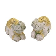 Royal Thai Kneeling Elephants with Gold Paint Accents Figurines or Bookends
