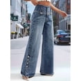 thumbnail image 5 of Women Wide Leg Jeans High Waisted Wide Leg Stretchy Trendy Button Denim Pants  S, 5 of 10